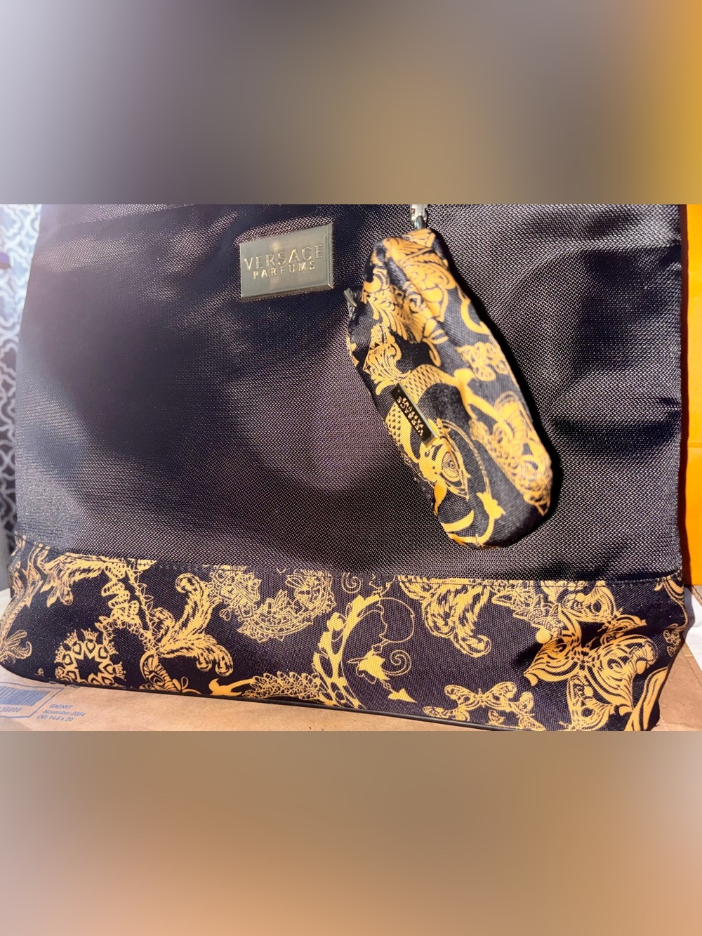 Versace Black Bag with Gold Logo Plaque - Picture 5 of 9